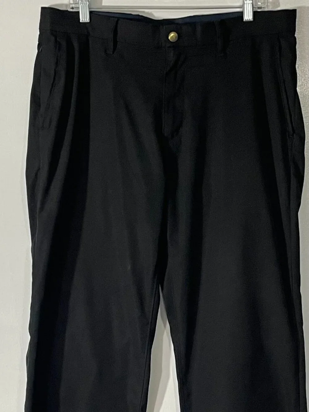Lands’ End Men’s Black Dress Pants Size 35 Traditional Fit Polyester Great